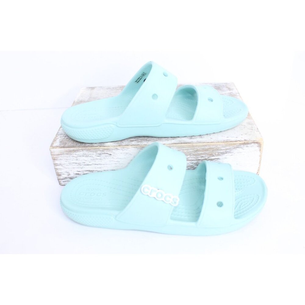 CROCS Women's Mint Green Dual Strap Slide Sandals - Picture 5 of 9